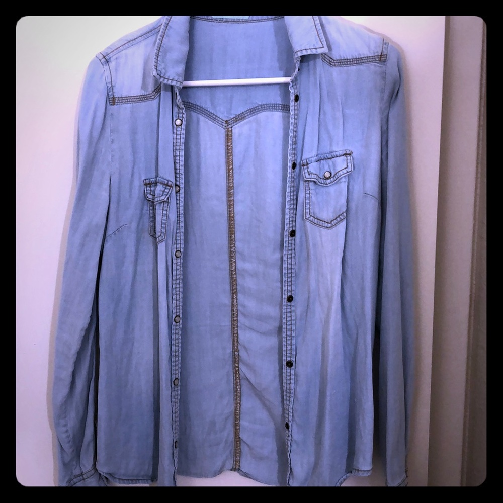 Light denim-like button up.